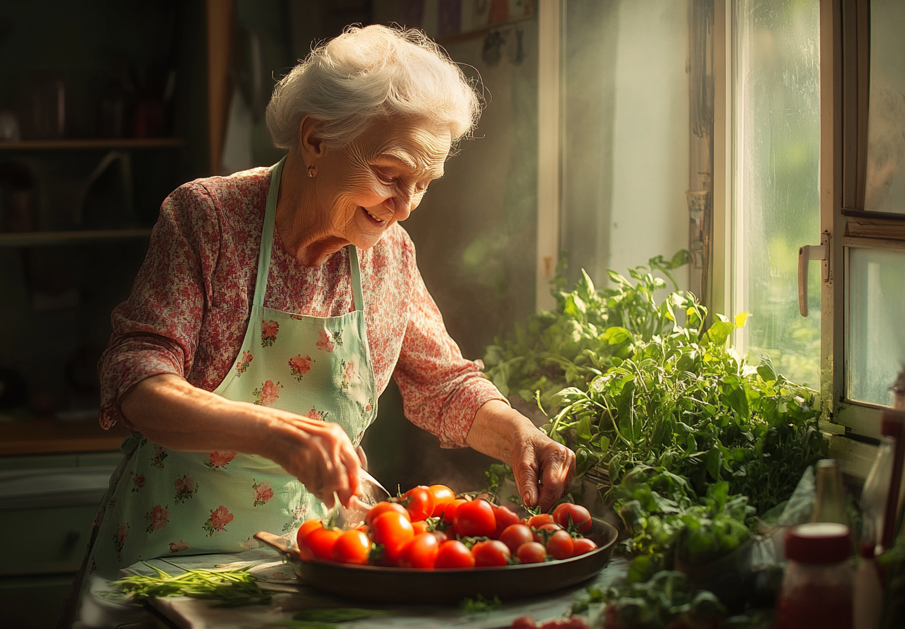 Старше подружжя планує здорове харчування з планшетом